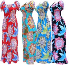 Women's Floral Colorful Flower Lightweight Smocked Summer Sundress Long Dress