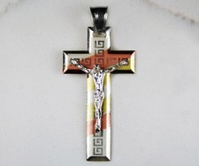 925 Sterling Trio Color Silver Jesus Crucifix Cross Charm Pendant 10