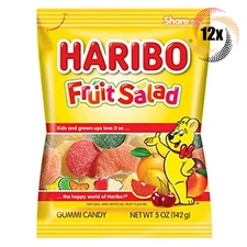 12x Bag Haribo Fruit Salad Assorted Flavor Fat Free Share Size Gummi Candy | 5oz