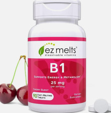 EZ Melts Dissolvable Vitamin B1 25 mg, Sugar-Free, 45-Day Supply