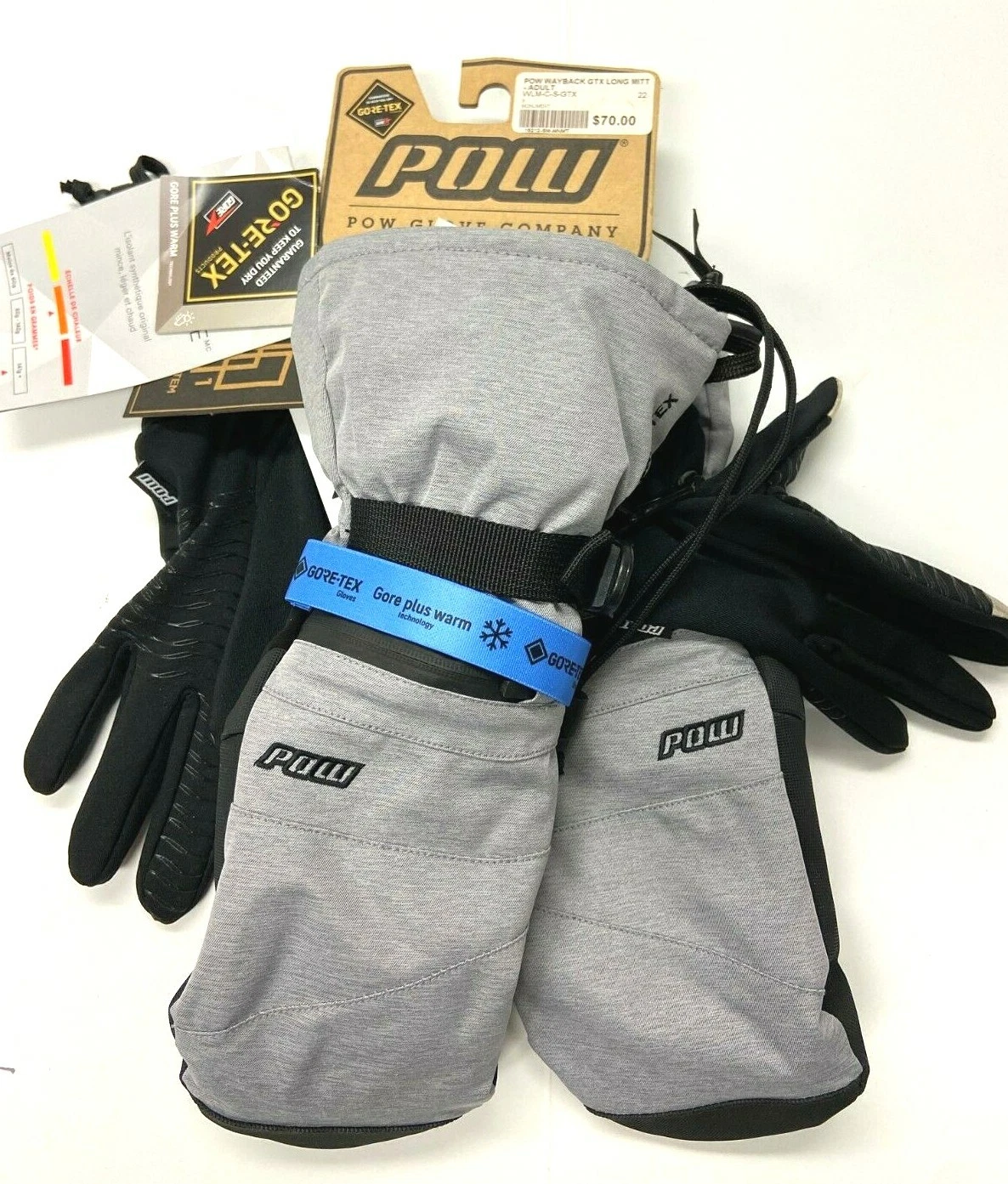 POW Wayback GTX Ski Snowboard Goretex Gloves NWT Sz S Gray Unisex Adult