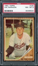 1962 Topps Baseball #164 Hal Naragon PSA 8 (Green Tint)
