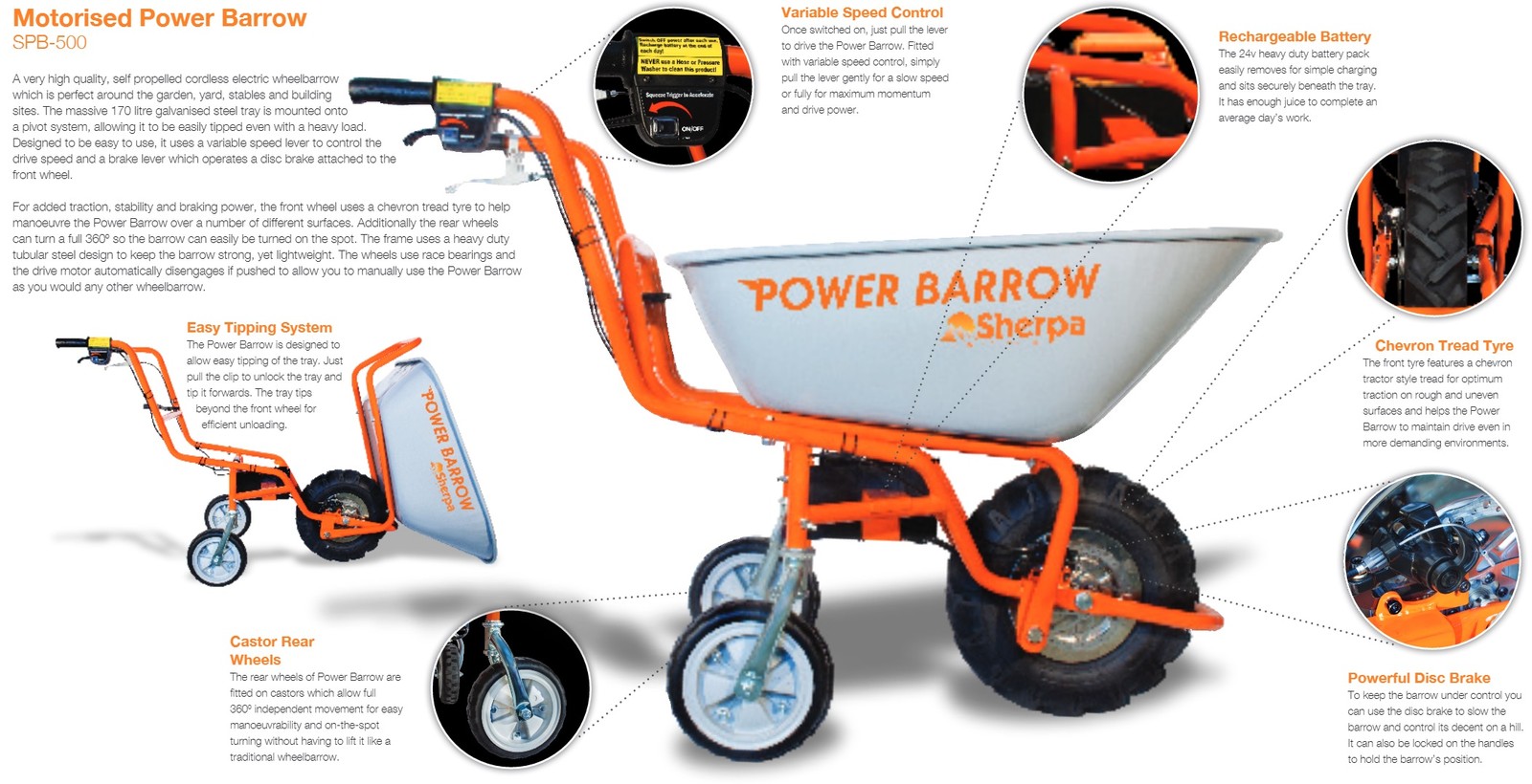SHERPA POWER BARROW ELECTRIC 24 VOLT WHEELBARROW WHEEL BARROW RRP £949