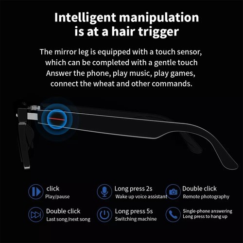 Smart Glasses Bluetooth-Audio Glasses Anti Blue-Light Stereo Music Call Headset - Picture 4 of 16