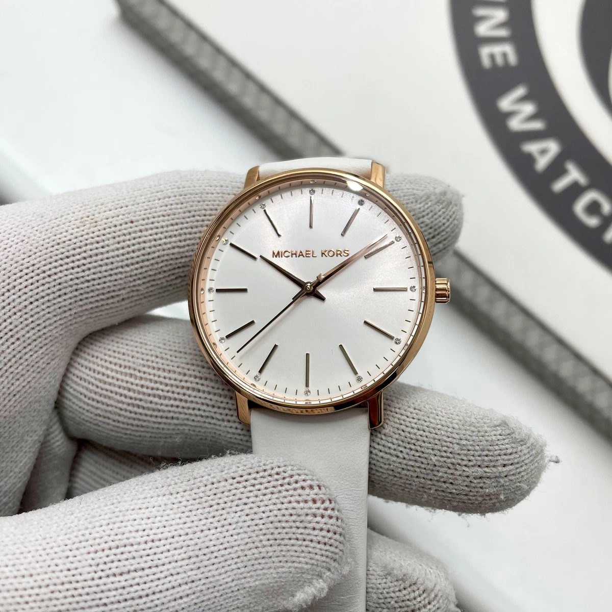 Michael Kors Pyper 38mm Steel Leather White Dial Ladies Quartz