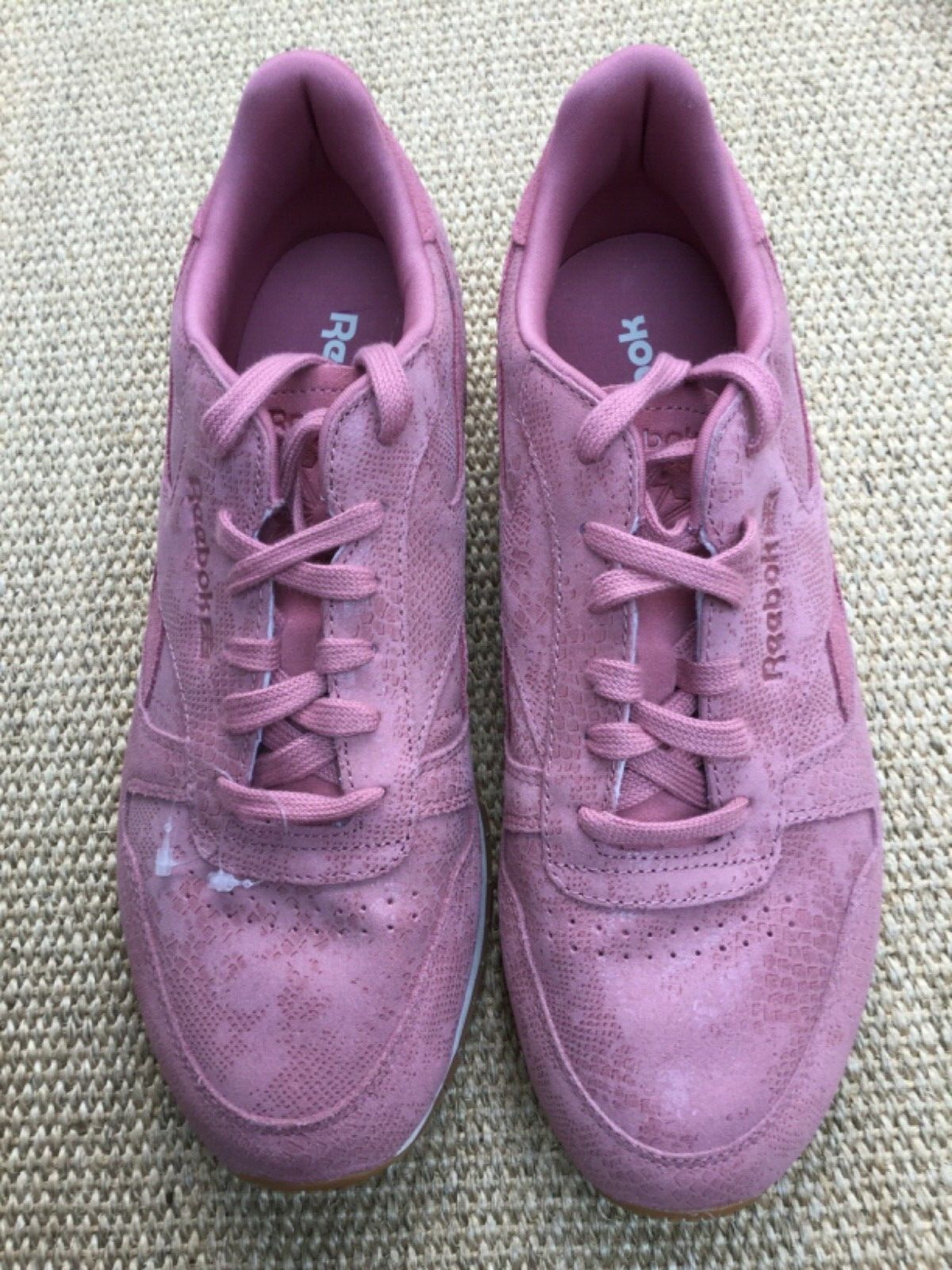 Reebok pink leather and suede trainers 