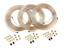 25' of 3/16" Copper Nickel Brake Line with Fittings 3 Kits Total (75' of tubing)