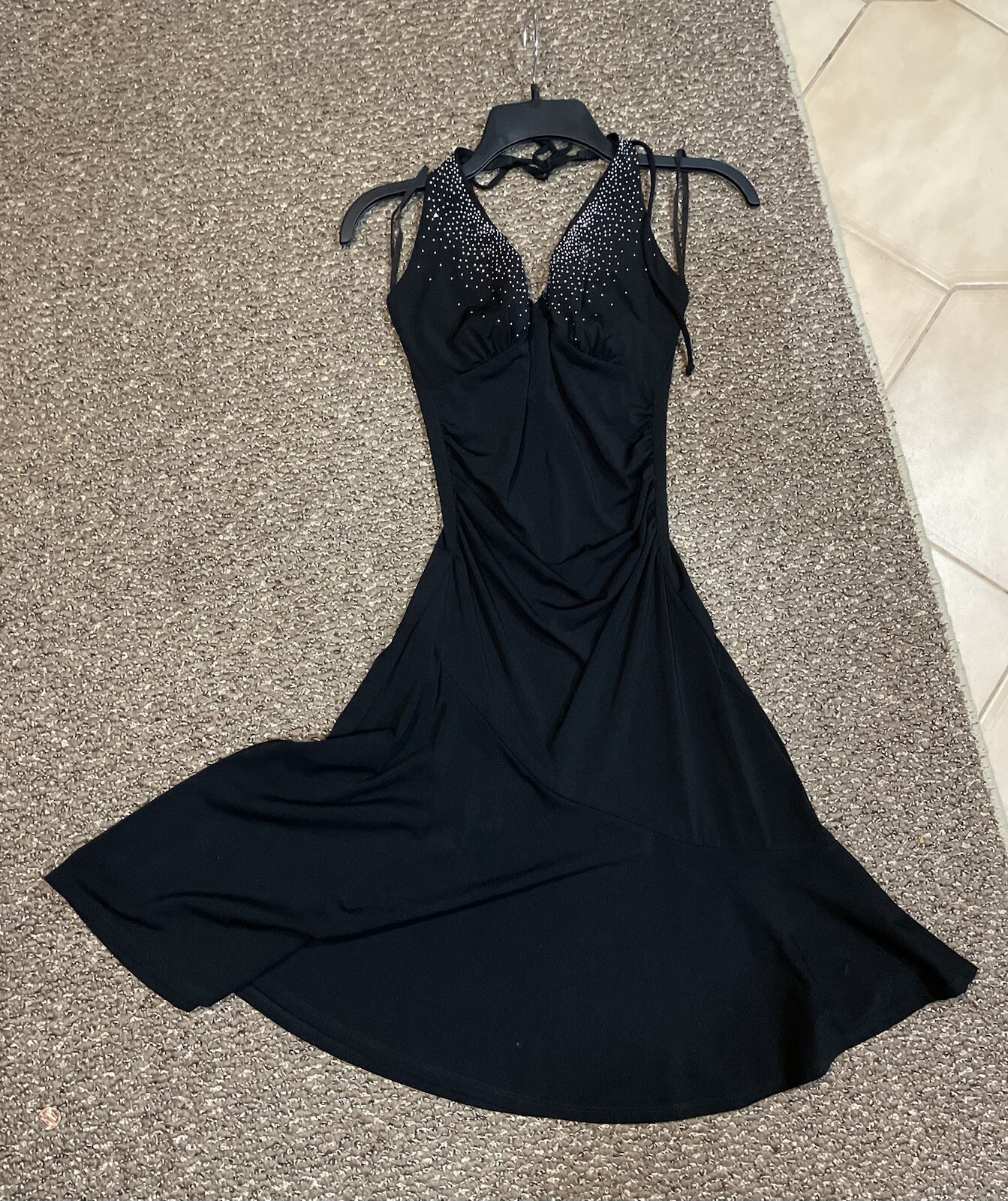 90s Y2K Ruby Rox Black Halter Rhinestone Ruched F… - image 11