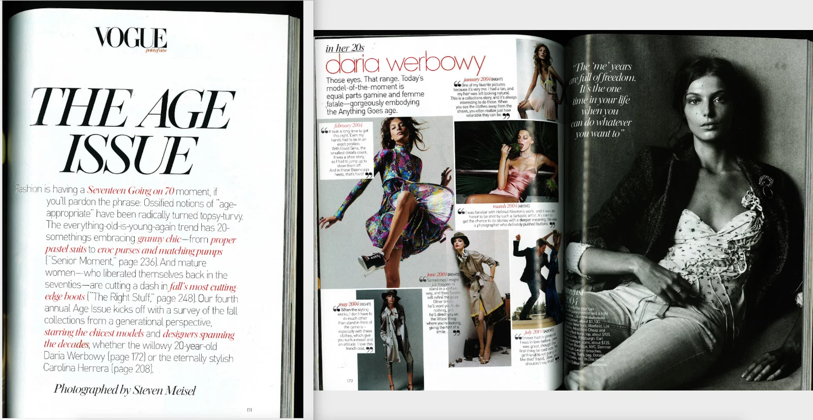 VOGUE AUGUST 2004 The PRESLEY WOMEN PATTI HANSEN NADJA AUERMANN KATE SPADE PRADA