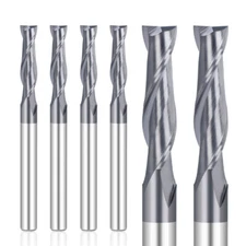 5Pcs 1/4'' 2 Flute End Mill Carbide Square End Mill Upcut Spiral CNC Router Bits