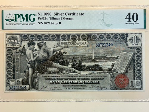1896 1 $ Educational Silver Certificate PMG XF40 Fr# 224