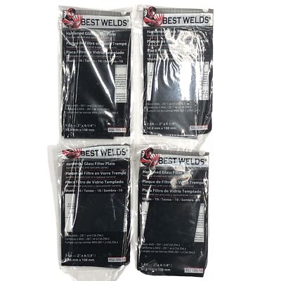 Best Welds 932-105-10 Hardened Glass Filter Plate, 2'' x 4-1/4'' - Lot of 4