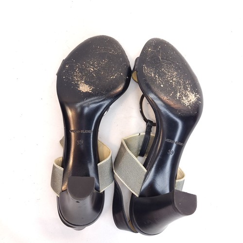 Sandalias de tacón BRUNO MAGLI de cuero negro con correa en T para mujer talla 39 EE. UU. 8 - Imagen 6 de 7