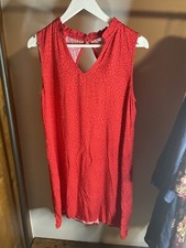 Camaieu Womens US 8 Sheath Dress Red Split Neck Short Sleeveless Leopard