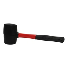 16 Oz Double-Faced Solid Rubber Head Mallet Hammer W/ Non-Slip Fiberglass Handle