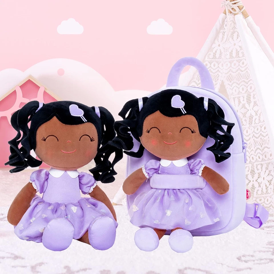 Mochila para niños pequeños Bebé Niña Regalo Bolsa de felpa Bolsa de pañales con Primavera Niña Muñeca Rizada Foto 4 de 4