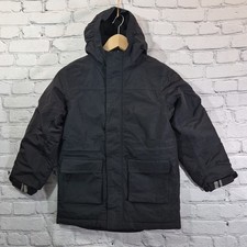 Lands End Squall Parka Unisex Kids S 6-7 Black Insulated Reflective Hooded Coat