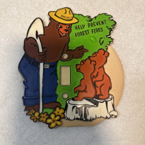 Vtg 1970's SMOKEY THE BEAR "Help Prevent Forest Fires" Light Switch Cover Plate