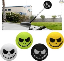 4-Pack Halloween Skull Smile Car Antenna Toppers, Spooky Exterior Decor for Most