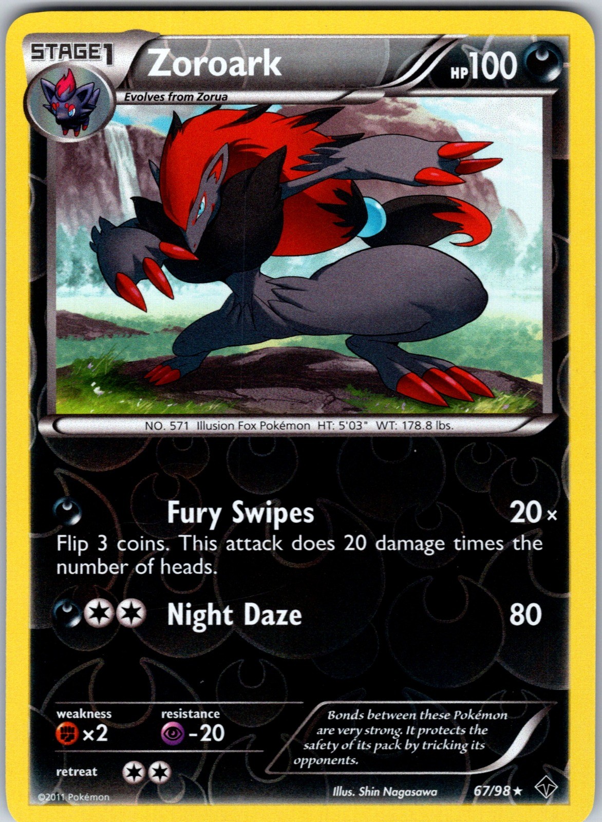 Zoroark Reverse Holo Holo Rare Emerging Powers 67/98 LP