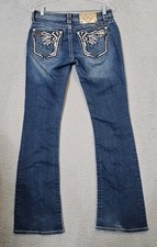 Miss Me Blue Jeans Signature Bootcut Size 28X31 Angel Wings Sequence Bling