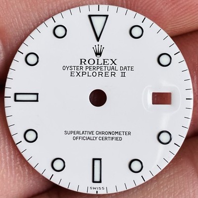 Rolex weißes Zifferblatt Swiss Only Luminova für Explorer 2 Modell Ref 16570 & 16550