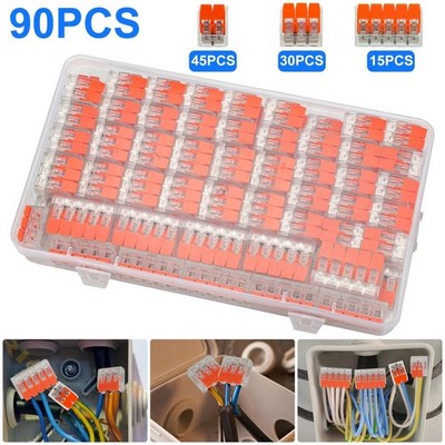 90PCS 221 Nut Compact Splicing Wire Connectors 2/3/5 Conductor Terminal For Wago