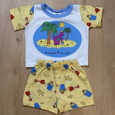 Vintage Barney Baby Pajama Set 12 Months Seashells By The Seashore