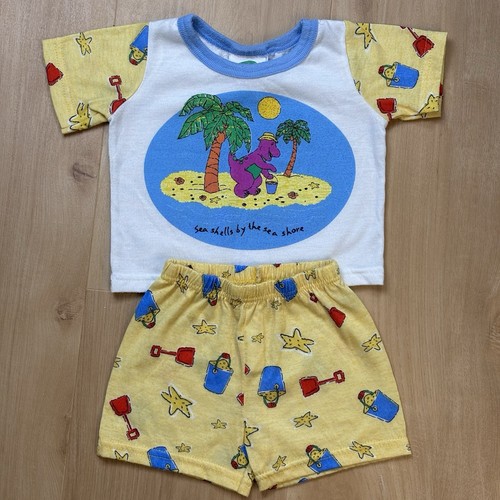 Vintage Barney Baby Pajama Set 12 Months Seashells By The Seashore
