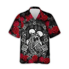 Gothic Skeleton Valentine Hawaiian Shirt - Adults  Youth