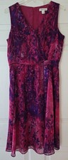 Coldwater Creek Fucshia Pink Blue Floral Dress Romantic Lightweight Flowy 10