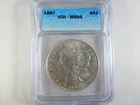 1887 Morgan Silver Dollar graded MS-66 by ICG