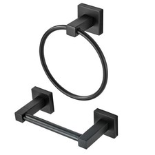 Black Toilet Paper Holder Towel Ring, Matte Bathroom Hand Towel Holder Toilet...