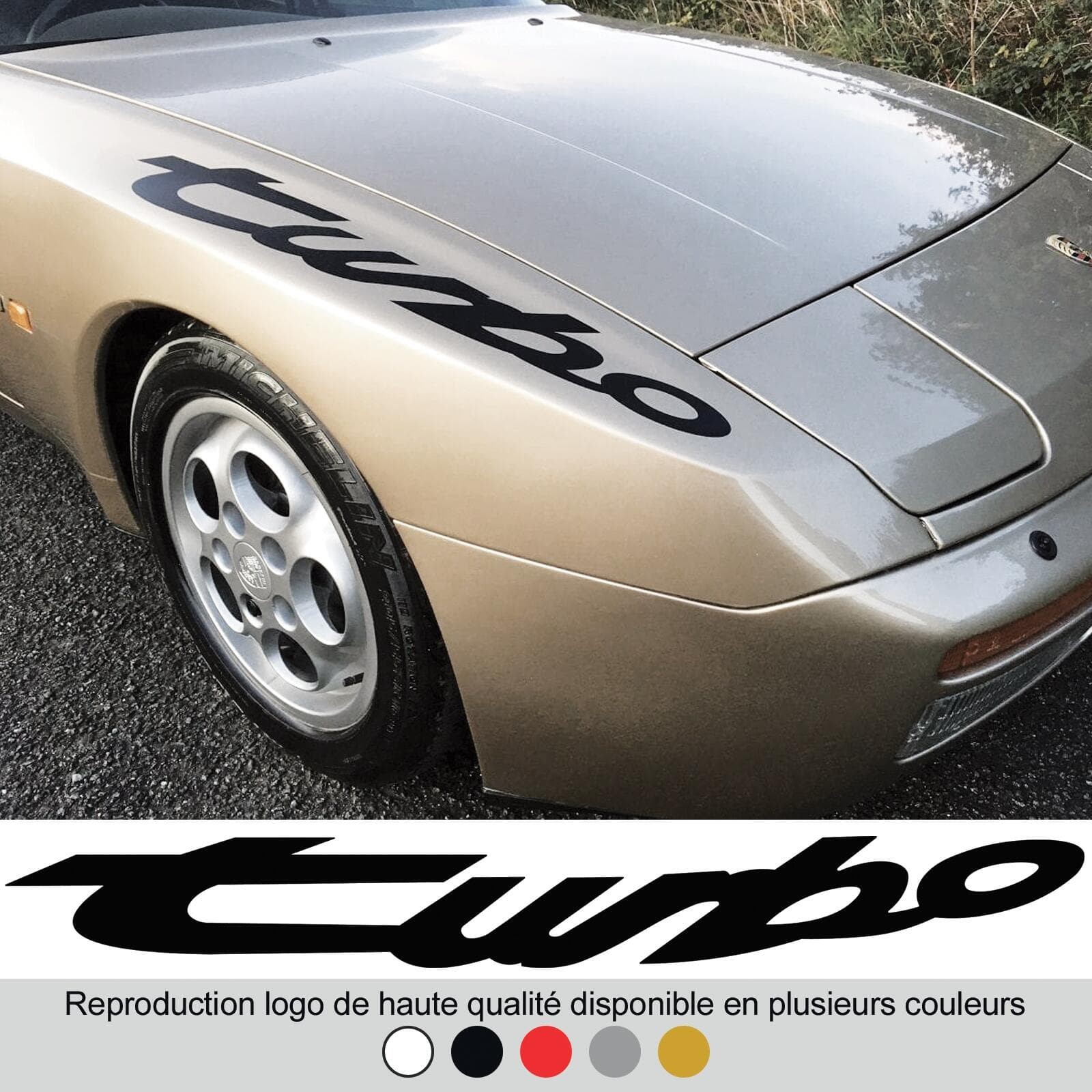 Logo d'aile Turbo Porsche 944 autocollant latéral résistant aux UV 6 teintes