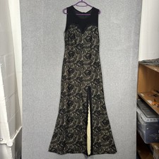 Miusol Dress Womens Size Large Black Lace Floral Evening Sheer Mesh Long Fancy