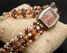 OROLOGIO GIOIELLO CON CRISTALLI SWAROVSKI - ORO E MARRONE