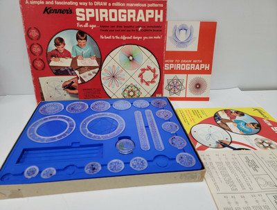 VINTAGE 1967 KENNER'S KENNER SPIROGRAPH SET #401 Spiral Wheels Patterns 