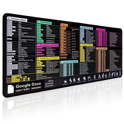 Google Docs Cheat Pad, Large Mousepad for Google Docs Shortcuts, Extended Gam...