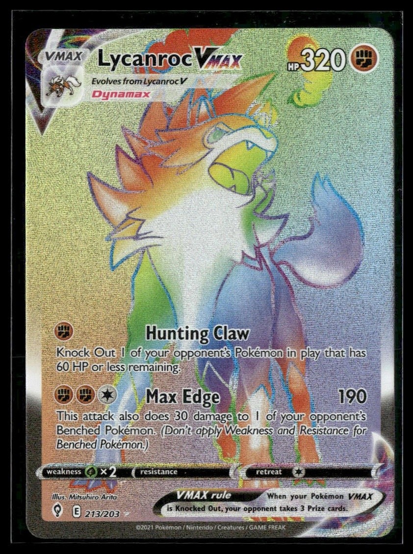 Lycanroc VMAX (Secret) #213/203 Evolving Skies NM