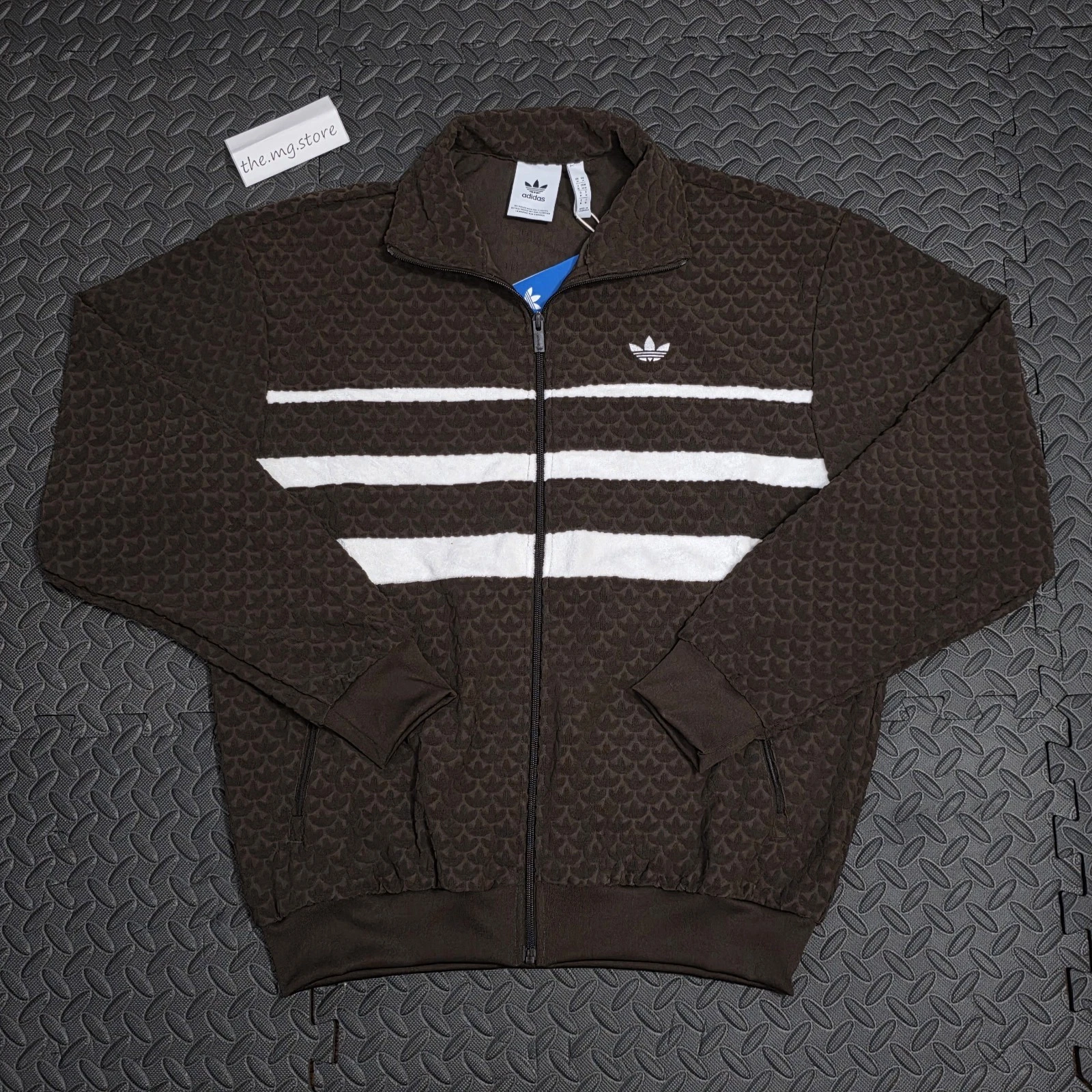 adidas Originals Q12 Monogram Track Top Jacke Dark Brown Men's Sz Large JP4415