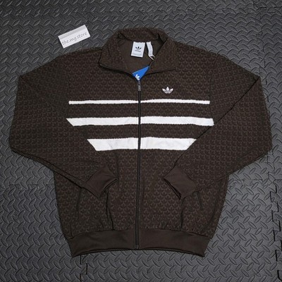 adidas Originals Q12 Monogram Track Top Jacke Dark Brown Men's Sz Large JP4415 