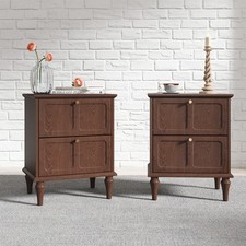 Mid-Century Nightstand Pair with Storage Drawers