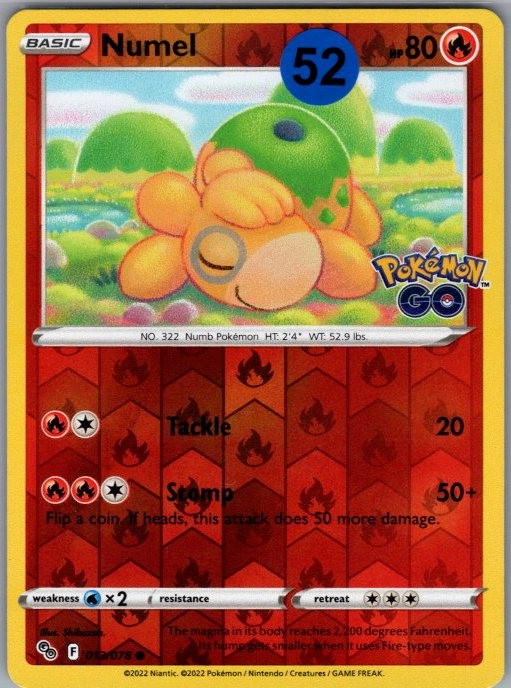 Numel (Peelable Ditto) 013/078 Common Pokemon GO Pokemon Reverse Holo Near Mint