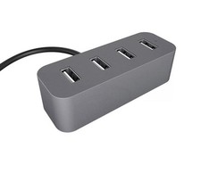KabelDirekt Aluminum 4-Port USB 2.4A Charger Smartphones  Tablets - Space Grey