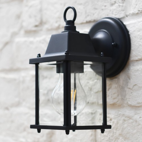 'Alderley Edge' Black Contemporary Outdoor Top Fix Garden Wall Light IP44 - Picture 6 of 7