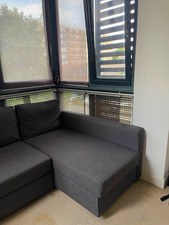 Grey Corner Sofa Bed Sleeper L-Shaped Sectional Chaise, Fabric Upholstery