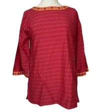 Gudrun Sjoden Tunic Top XS Lagenlook Boho Lightweight Cotton Silk Artsy Folk