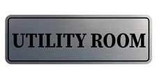 Standard Utility Room Sign - - Small (1 2 x 6" - Small (1 Pack) Brushed Silver