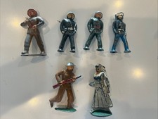 6 ANTIQUE BARCLAYS MANOIL LEAD SOLDIERS  NURSE HOLDING BOWL