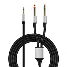 Jack Cable Aux Male to 6.5Mm Mono 3.5Mm TRS to Dual 6.35Mm Y-Splitter Adapter Au